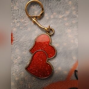 Vintage Double Heart Keychain New Old  Stock